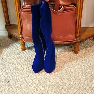 Newport News Royal Blue Soft Faux Suede Knee-high Boots size 6.5